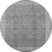 Round Machine Washable Oriental Gray Industrial Rug, wshurb1333gry