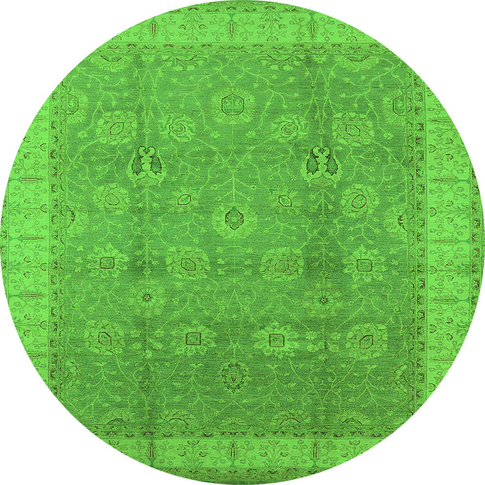 Round Oriental Green Industrial Rug, urb1333grn