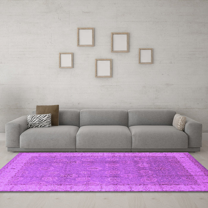 Machine Washable Oriental Purple Industrial Area Rugs in a Living Room, wshurb1333pur