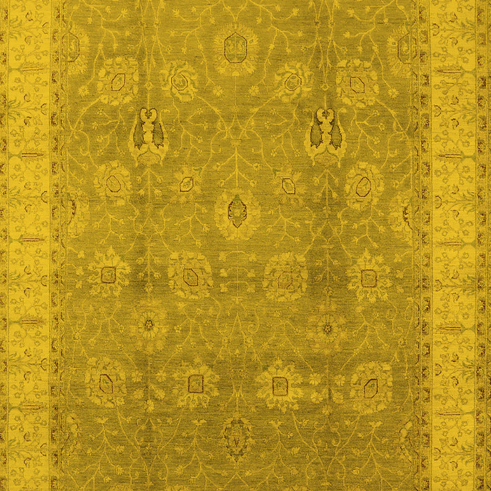 Machine Washable Oriental Yellow Industrial Rug, wshurb1333yw