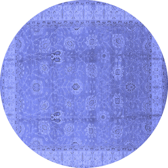 Round Oriental Blue Industrial Rug, urb1333blu