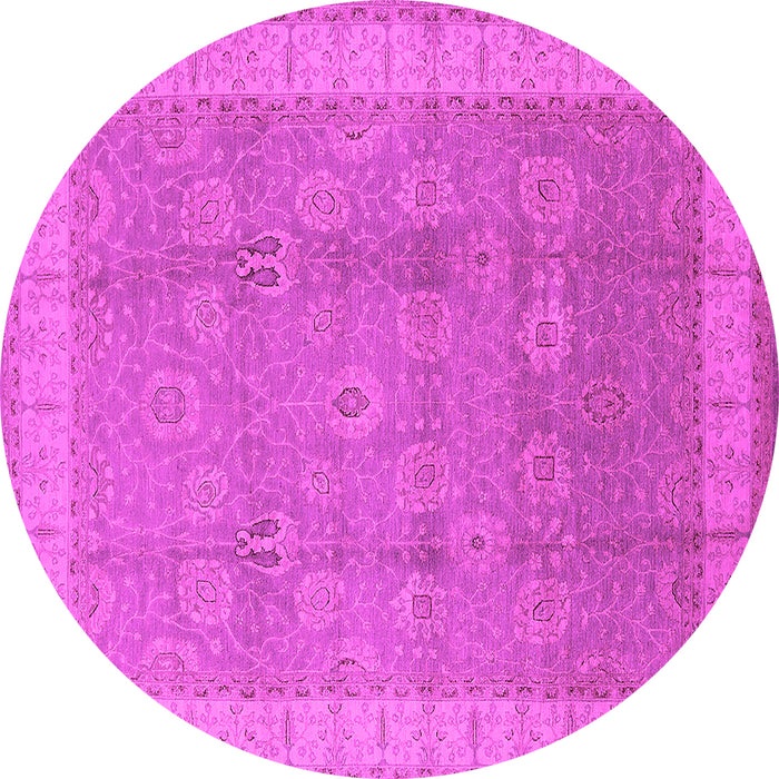 Round Machine Washable Oriental Pink Industrial Rug, wshurb1333pnk
