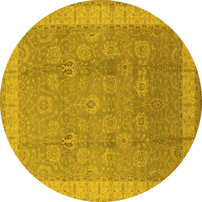 Round Oriental Yellow Industrial Rug, urb1333yw