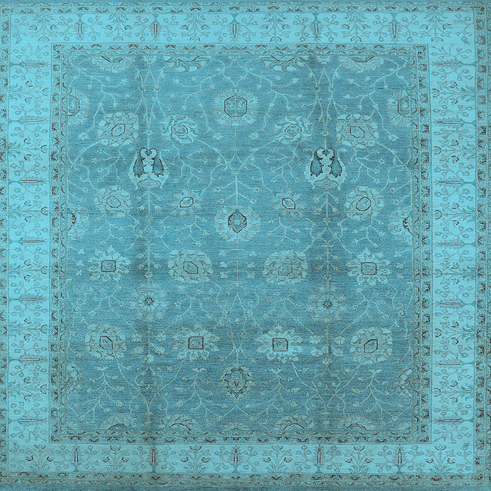 Square Machine Washable Oriental Light Blue Industrial Rug, wshurb1333lblu