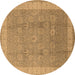 Round Oriental Brown Industrial Rug, urb1333brn