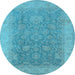 Round Oriental Light Blue Traditional Rug, urb1334lblu