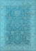 Machine Washable Oriental Light Blue Traditional Rug, wshurb1334lblu