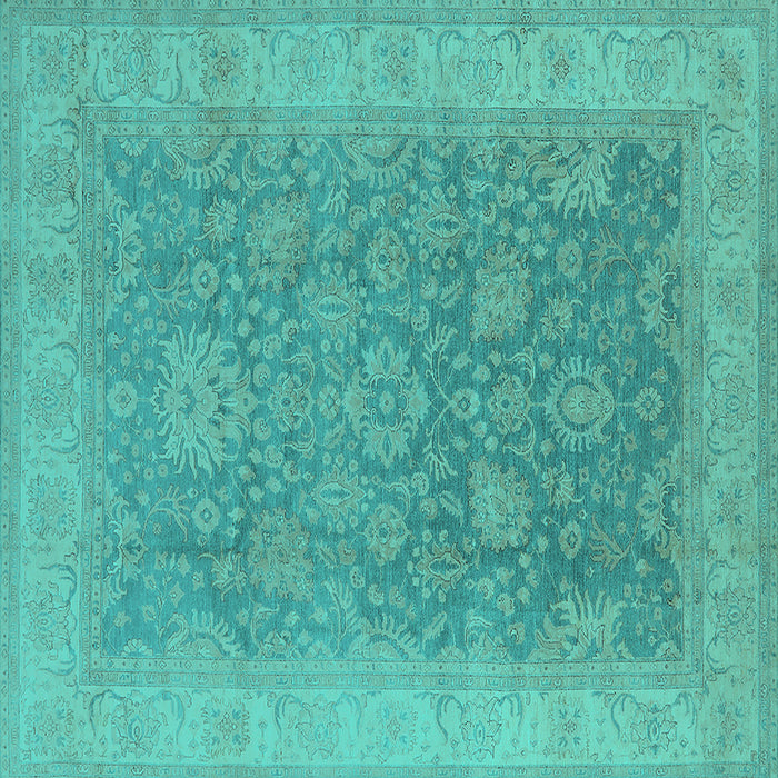 Square Oriental Turquoise Traditional Rug, urb1334turq