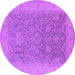 Round Machine Washable Oriental Purple Traditional Area Rugs, wshurb1334pur