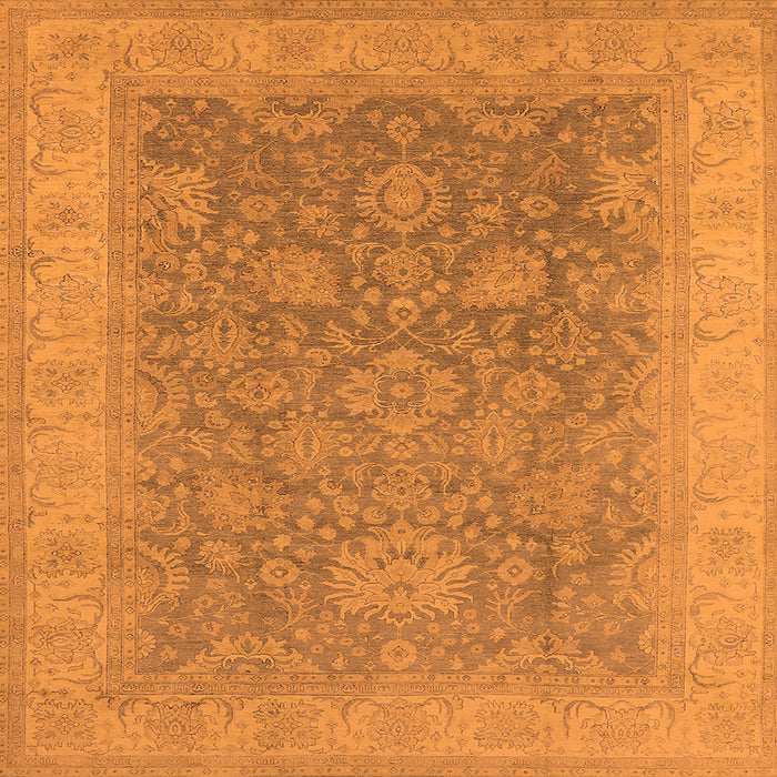 Square Machine Washable Oriental Orange Traditional Area Rugs, wshurb1334org
