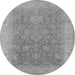 Round Machine Washable Oriental Gray Traditional Rug, wshurb1334gry