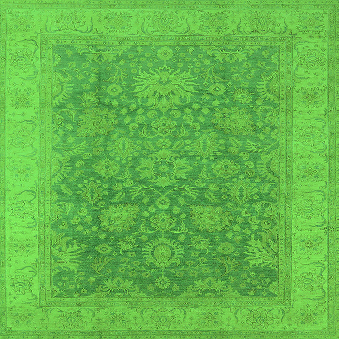 Square Machine Washable Oriental Green Traditional Area Rugs, wshurb1334grn