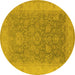 Round Oriental Yellow Traditional Rug, urb1334yw