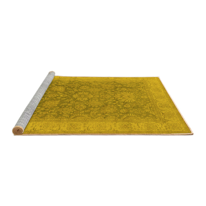 Sideview of Machine Washable Oriental Yellow Traditional Rug, wshurb1334yw