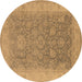 Round Oriental Brown Traditional Rug, urb1334brn