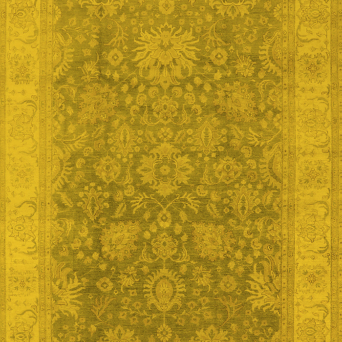 Machine Washable Oriental Yellow Traditional Rug, wshurb1334yw