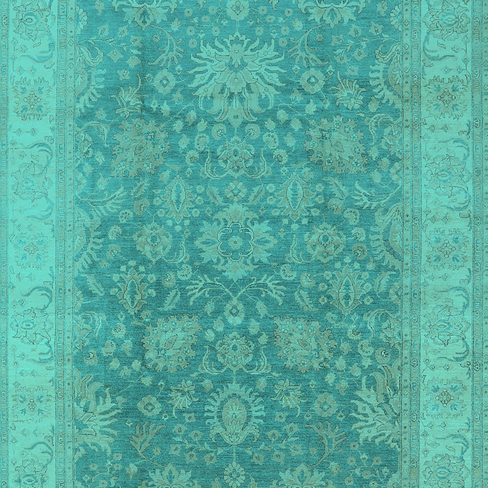 Machine Washable Oriental Turquoise Traditional Area Rugs, wshurb1334turq