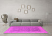 Machine Washable Oriental Pink Traditional Rug in a Living Room, wshurb1334pnk