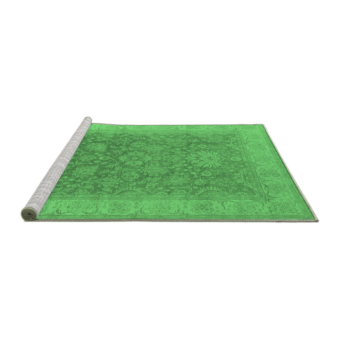 Sideview of Machine Washable Oriental Emerald Green Traditional Area Rugs, wshurb1334emgrn