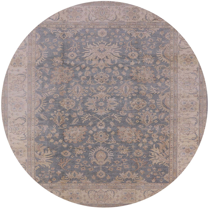 Round Mid-Century Modern Rose Purple Oriental Rug, urb1334