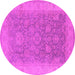 Round Oriental Pink Traditional Rug, urb1334pnk