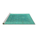 Sideview of Machine Washable Oriental Turquoise Traditional Area Rugs, wshurb1334turq