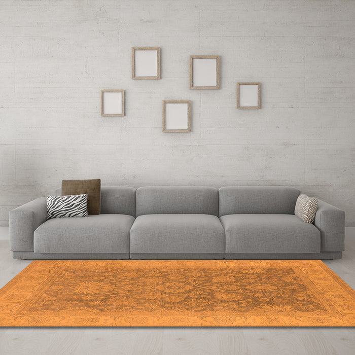 Machine Washable Oriental Orange Traditional Area Rugs in a Living Room, wshurb1334org