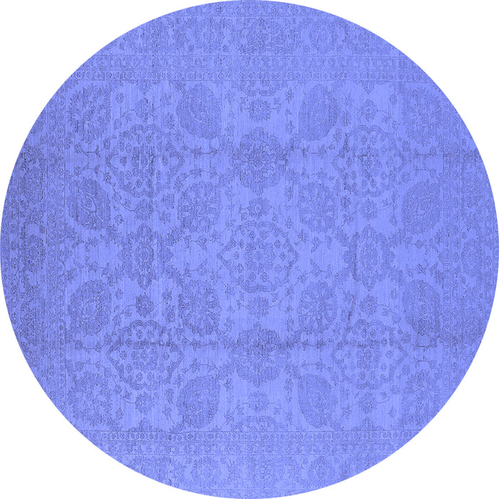 Round Oriental Blue Traditional Rug, urb1335blu