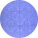 Round Oriental Blue Traditional Rug, urb1335blu