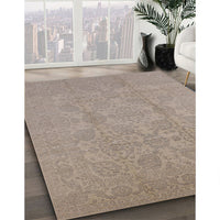 Mid-Century Modern Dark Almond Brown Oriental Rug, urb1335