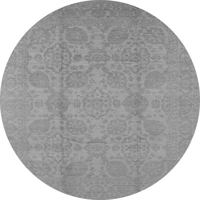 Round Machine Washable Oriental Gray Traditional Rug, wshurb1335gry