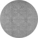 Round Machine Washable Oriental Gray Traditional Rug, wshurb1335gry