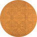 Round Oriental Orange Traditional Rug, urb1335org