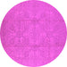 Round Oriental Pink Traditional Rug, urb1335pnk