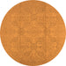 Round Machine Washable Oriental Orange Traditional Area Rugs, wshurb1335org