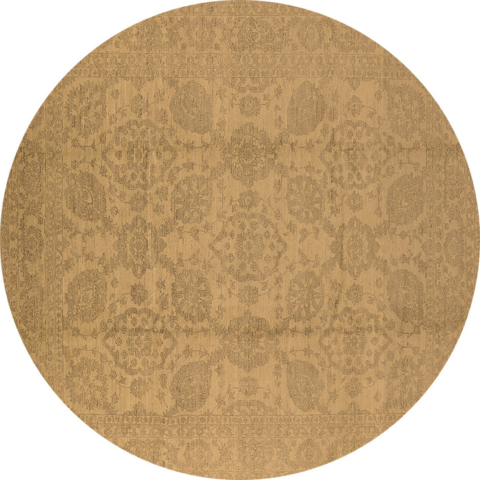 Round Oriental Brown Traditional Rug, urb1335brn
