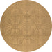 Round Oriental Brown Traditional Rug, urb1335brn