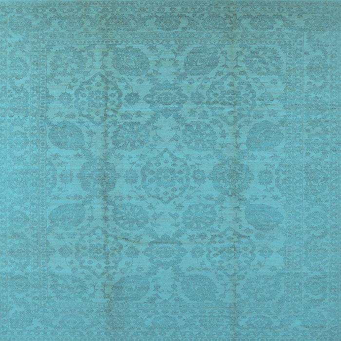 Square Machine Washable Oriental Light Blue Traditional Rug, wshurb1335lblu