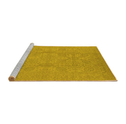 Sideview of Machine Washable Oriental Yellow Traditional Rug, wshurb1335yw