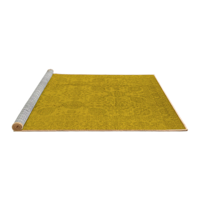 Sideview of Machine Washable Oriental Yellow Traditional Rug, wshurb1335yw