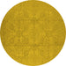 Round Oriental Yellow Traditional Rug, urb1335yw