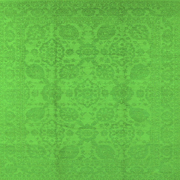 Square Machine Washable Oriental Green Traditional Area Rugs, wshurb1335grn