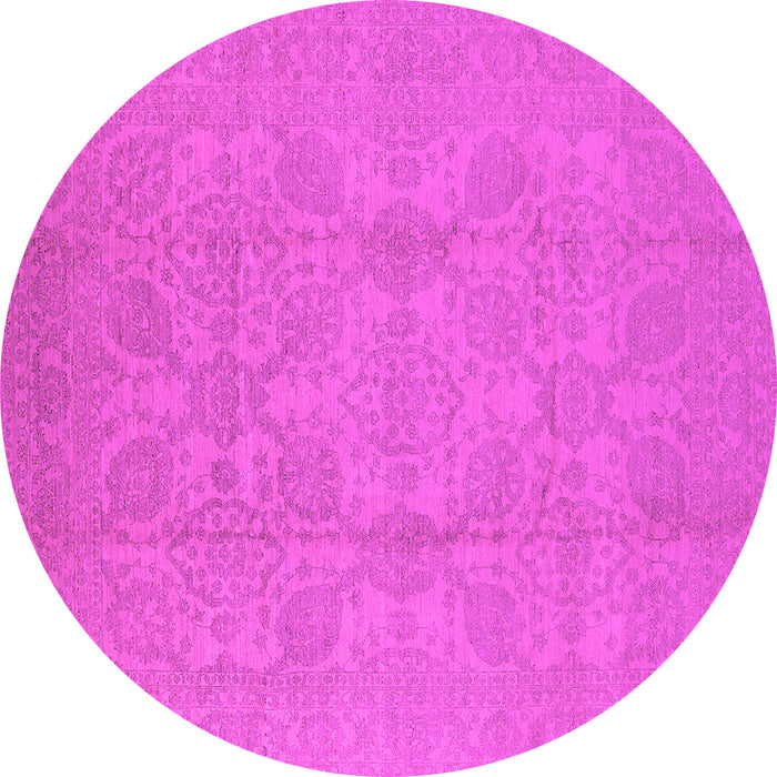 Round Machine Washable Oriental Pink Traditional Rug, wshurb1335pnk