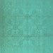 Square Oriental Turquoise Traditional Rug, urb1335turq