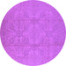 Round Machine Washable Oriental Purple Traditional Area Rugs, wshurb1335pur