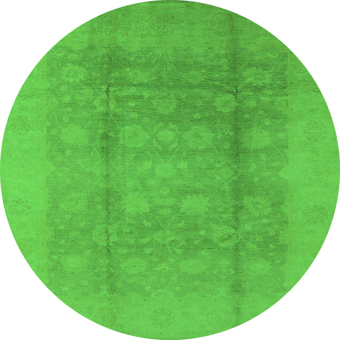 Round Oriental Green Industrial Rug, urb1336grn