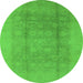 Round Oriental Green Industrial Rug, urb1336grn