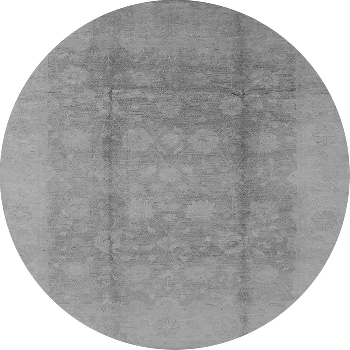 Round Machine Washable Oriental Gray Industrial Rug, wshurb1336gry