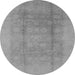 Round Machine Washable Oriental Gray Industrial Rug, wshurb1336gry