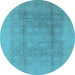 Round Oriental Light Blue Industrial Rug, urb1336lblu